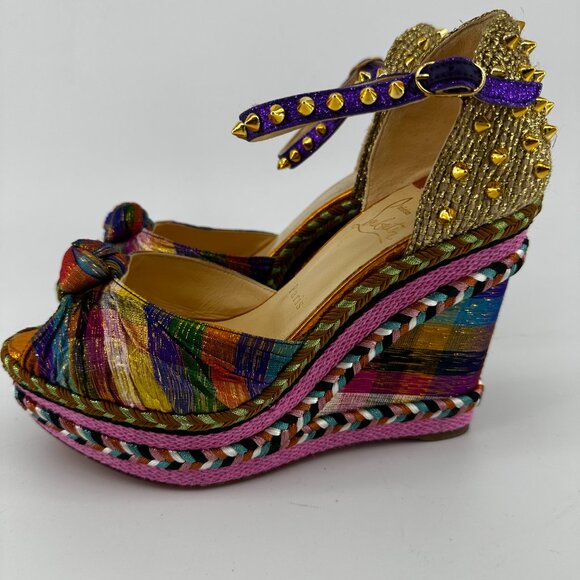 Louboutin Spike Accent Printed Espadrilles - Size 39 - Picture 5 of 8